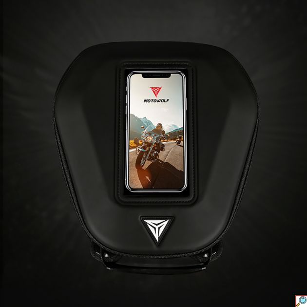 Αδιάβροχη Τσάντα Ρεζερβουάρ & Σακίδιο Πλάτης 6ltr Μηχανής με Θέση για Κινητό Τηλέφωνο Motowolf MDL0702 Μαύρο - Tank Bag