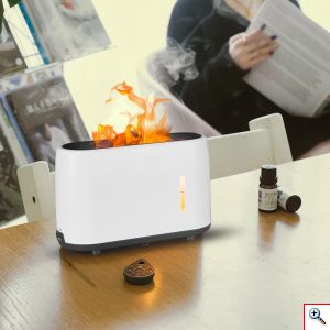 Υγραντήρας Υπερήχων & Αρωματοθεραπείας Andowl® με LED Φωτισμό Εφέ Φλόγας 240ml - Aroma Diffuser Flame Λευκό