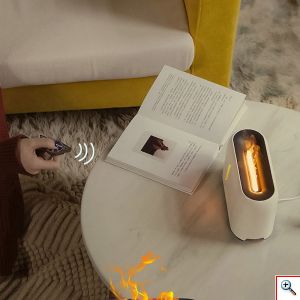 Υγραντήρας Υπερήχων & Αρωματοθεραπείας Andowl® με LED Φωτισμό Εφέ Φλόγας 240ml - Aroma Diffuser Flame Λευκό