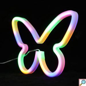 LED Επιτοίχιο Διακοσμητικό Φωτιστικό Πολύχρωμο Neon με Τροφοδοσία USB ή Μπαταρίες με Σχέδιο Πεταλούδα
