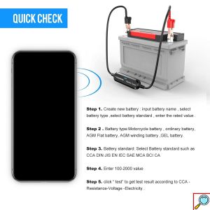 Αναλογικό Διαγνωστικό Μπαταριών - Automotive Battery Tester με Κροκοδειλάκια και Bluetooth για iOS ή Android Konnwei