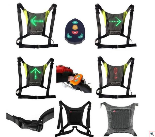 Επαναφορτιζόμενο Γιλέκο Πλάτης Ασφαλείας Ποδηλάτου με Φωτεινή Σήμανση Led και Τηλεχειριστήριο