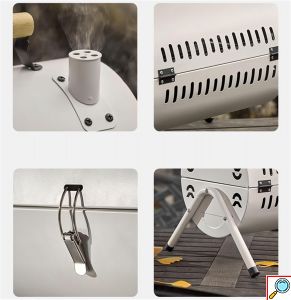 Φορητή Ψησταριά Με Κάρβουνα Με Καπάκι Λευκή 38x25cm