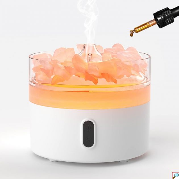 Mini Υγραντήρας και Διαχυτής Αρώματος Κρυσταλλικού Αλατιού 220ml με Αθόρυβη Λειτουργία