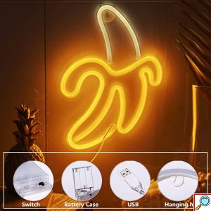 LED Επιτοίχιο Διακοσμητικό Φωτιστικό Neon με Τροφοδοσία USB ή Μπαταρίες με Σχέδιο Μπανάνα