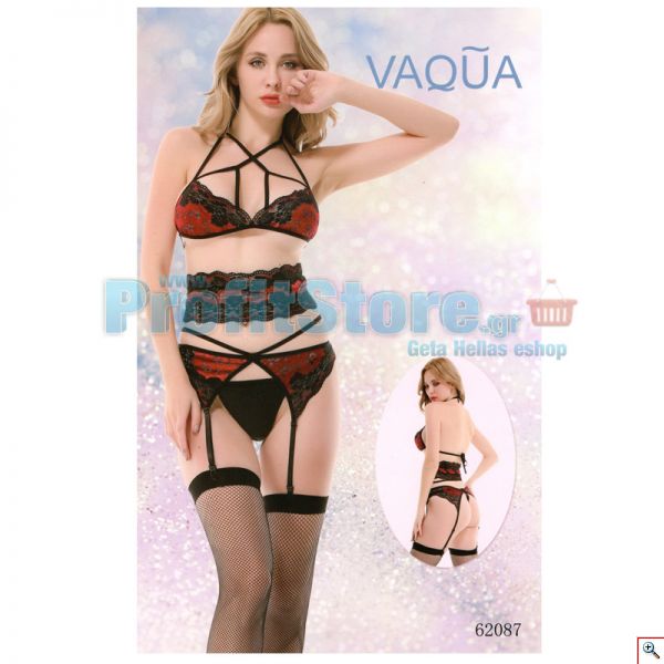 Σέξυ Δαντελωτό Εσώρουχο - Συνολάκι με Ζώνη & Κάλτσες - Sexy Lingerie Two Pieces