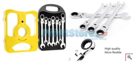 Σετ Επαγγελματικά Κλειδιά Γερμανοπολύγωνα Χρωμίου Βαναδίου με Καστάνια & Σπαστή Κεφαλή 7τμχ