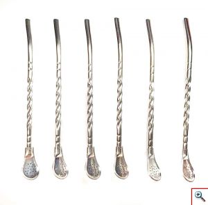 Μεταλλικά Καλαμάκια για Κοκτέιλ - Γρανίτες - Smoothies 6 Τεμάχια - Stainless Steel Drinking Straw Filter Spoon 6pcs