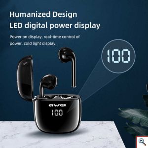 Ασύρματα Ακουστικά Bluetooth με Smart Touch & Powerbank - AWEI Sports Earbunds Charging Case