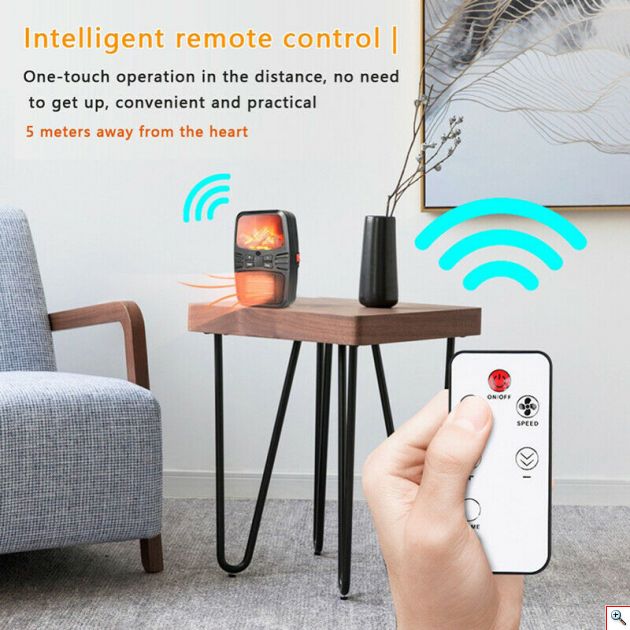 Φορητό Τζάκι Αερόθερμο με Εφέ Φλόγας - Σόμπα Πρίζας με Θερμοστάτη, Χρονοδιακόπτη, LED Οθόνη & Τηλεχειριστήριο - Flame Heater 1000Watt 