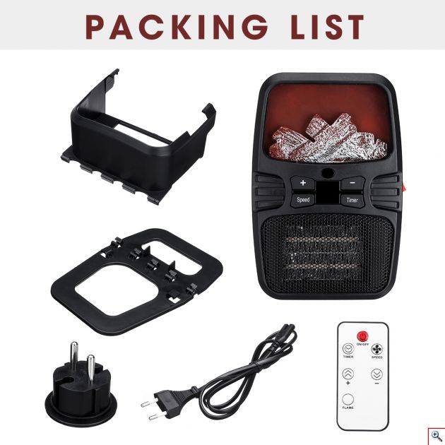 Φορητό Τζάκι Αερόθερμο με Εφέ Φλόγας - Σόμπα Πρίζας με Θερμοστάτη, Χρονοδιακόπτη, LED Οθόνη & Τηλεχειριστήριο - Flame Heater 1000Watt 