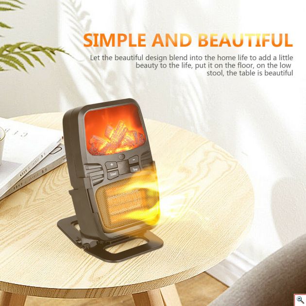 Φορητό Τζάκι Αερόθερμο με Εφέ Φλόγας - Σόμπα Πρίζας με Θερμοστάτη, Χρονοδιακόπτη, LED Οθόνη & Τηλεχειριστήριο - Flame Heater 1000Watt 