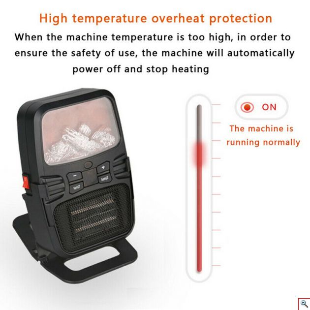 Φορητό Τζάκι Αερόθερμο με Εφέ Φλόγας - Σόμπα Πρίζας με Θερμοστάτη, Χρονοδιακόπτη, LED Οθόνη & Τηλεχειριστήριο - Flame Heater 1000Watt 