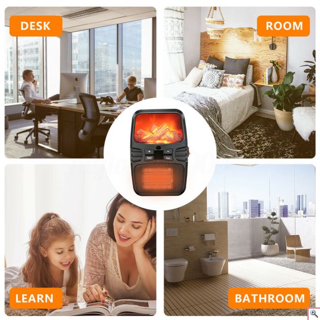 Φορητό Τζάκι Αερόθερμο με Εφέ Φλόγας - Σόμπα Πρίζας με Θερμοστάτη, Χρονοδιακόπτη, LED Οθόνη & Τηλεχειριστήριο - Flame Heater 1000Watt 