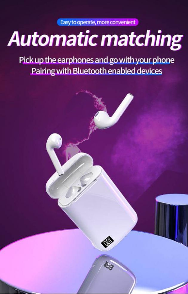 Ασύρματα Ακουστικά A5-TWS Touch Bluetooth White - Θήκη Φόρτισης & Powerbank 3600mAh 