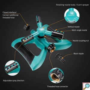 Περιστροφικό Μπεκ Ποτίσματος με 3 Βραχίονες & 12 Ρυθμιζόμενους Εκτοξευτήρες 1/2″