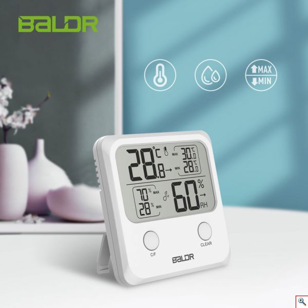 Ψηφιακό Θερμόμετρο, Υγρασιόμετρο Baldr B0335 – Λευκό