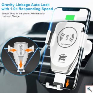 Ασύρματος Φορτιστής - Βάση Φόρτισης & Στήριξης Κινητού για Αυτοκίνητο - Wireless Car Charger Λευκό