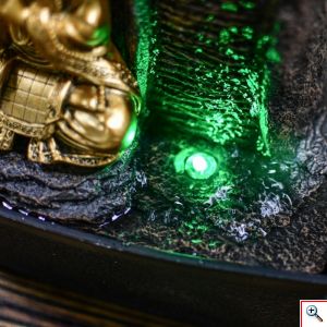 Διακοσμητικό Συντριβάνι Χαλάρωσης με LED Φωτισμό & Τρεχούμενο Νερό Βούδας 20x15x25cm - Bouddha Haka Fountain 