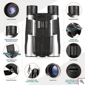 FHD VISION Κιάλια 12x32 με Ψηφιακή Κάμερα Καταγραφικό Full HD 1080p 5MP CMOS USB, Optical Zoom 12x & LCD Οθόνη 2