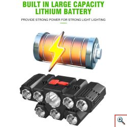 Αδιάβροχος LED Φακός Κεφαλής Υψηλής Φωτεινότητας - Headlamp 8 LED Super Bright Lighting