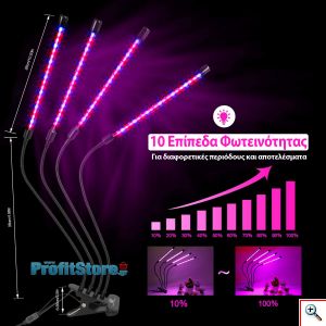 360º Φωτιστικό 80x LED Ανάπτυξης Φυτών Full Spectrum 4 x Λάμπα Θερμοκηπίου Εσωτερικού Χώρου - Plant Grow Panel Light