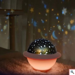  Περιστρεφόμενο Νυχτερινό Φωτιστικό Προτζέκτορας Δωματίου με 3 Σχέδια - UFO Projection Lamp Ροζ