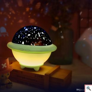  Περιστρεφόμενο Νυχτερινό Φωτιστικό Προτζέκτορας Δωματίου με 3 Σχέδια - UFO Projection Lamp Ροζ