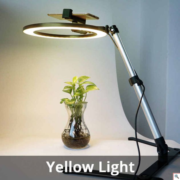 Φωτογραφικό Φωτιστικό Δαχτυλίδι Ring Light LED USB 26cm με 3 Χρώματα Φωτισμού, Dimmer, Stand & Βάση για Κινητό - Photo Lamp 