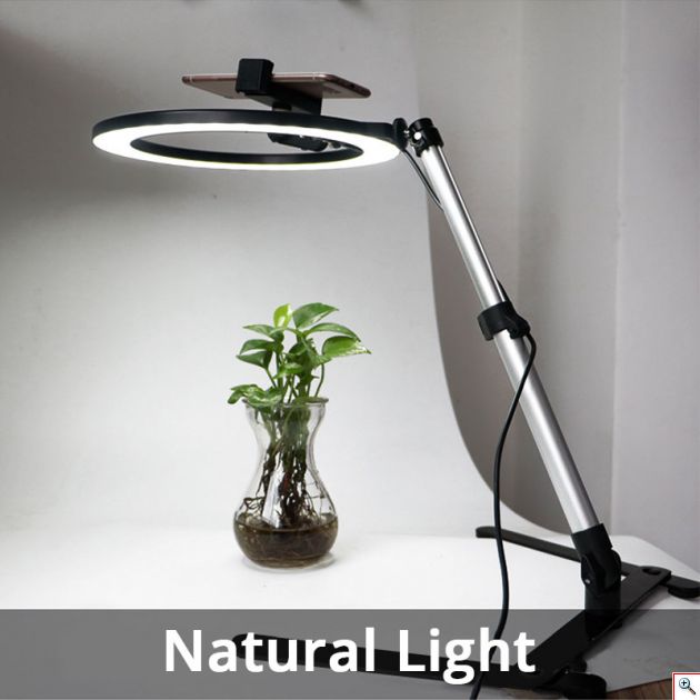 Φωτογραφικό Φωτιστικό Δαχτυλίδι Ring Light LED USB 26cm με 3 Χρώματα Φωτισμού, Dimmer, Stand & Βάση για Κινητό - Photo Lamp 