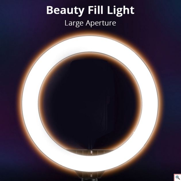 Φωτογραφικό Φωτιστικό Δαχτυλίδι Ring Light LED USB 26cm με 3 Χρώματα Φωτισμού, Dimmer, Stand & Βάση για Κινητό - Photo Lamp 