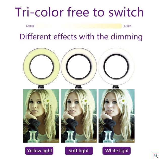 Επαγγελματικό Φωτογραφικό Φωτιστικό Δαχτυλίδι LED 26cm με Τρίποδο & Βάση Στήριξης Κινητού - Ring Light Lamp