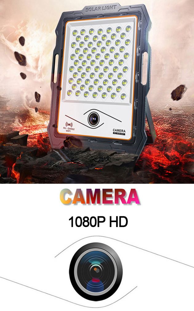 Ηλιακός Προβολέας 100W με Κάμερα Ασφαλείας Παρακολούθησης - WiFi Solar Panel with Camera
