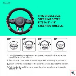 Κάλυμμα Τιμονιού Δερματίνη 37-38cm CarSun - Μαύρο 