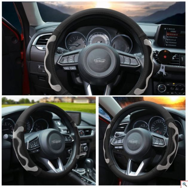 Κάλυμμα Τιμονιού Δερματίνη 37-38cm CarSun - Μαύρο 