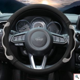 Κάλυμμα Τιμονιού Δερματίνη 37-38cm CarSun - Μαύρο 