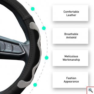 Κάλυμμα Τιμονιού Δερματίνη 37-38cm CarSun - Μαύρο 