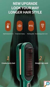Ισιωτικό & Ψαλιδωτή Χτένα Μαλλιών 2 σε 1 - Fast Heat Negative Ions LCD Hair Styler Kemei 