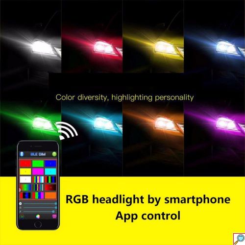 Φώτα Πορείας LED COB H4 RGB Ελεγχόμενα με Bluetooth & App Εφαρμογή 40W 6000K 6000lumen RGB-H4