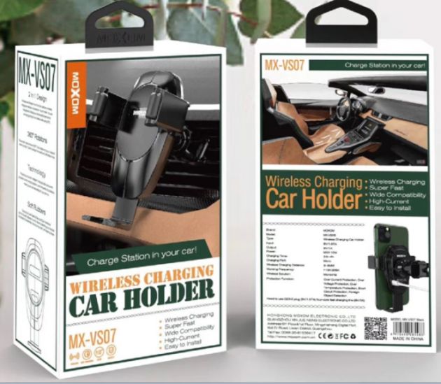 Βάση Κινητού και Ασύρματος Γρήγορος Φορτιστή Αυτοκινήτου 2 σε 1 10W MOXOM