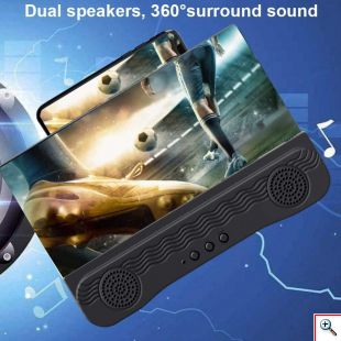 Πτυσσόμενη Βάση 3D για Μεγένθυση Οθόνης & Ηχείο Bluetooth - Phone Screen Amplifier - Mobile Home Theater 12.0 inch Μαύρο 