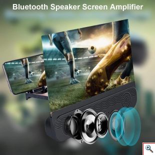 Πτυσσόμενη Βάση 3D για Μεγένθυση Οθόνης & Ηχείο Bluetooth - Phone Screen Amplifier - Mobile Home Theater 12.0 inch Μαύρο 