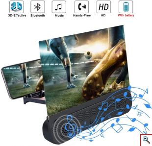 Πτυσσόμενη Βάση 3D για Μεγένθυση Οθόνης & Ηχείο Bluetooth - Phone Screen Amplifier - Mobile Home Theater 12.0 inch Μαύρο 