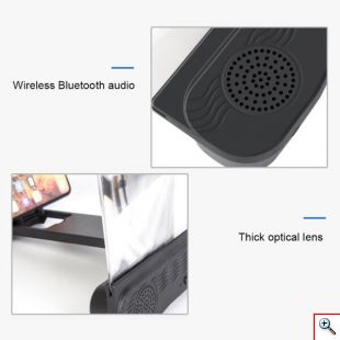 Πτυσσόμενη Βάση 3D για Μεγένθυση Οθόνης & Ηχείο Bluetooth - Phone Screen Amplifier - Mobile Home Theater 12.0 inch Μαύρο 
