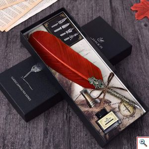 Πένα Καλλιγραφίας με Φτερό - Classic Dipping Feather Pen Κόκκινο