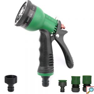 Σετ Πιστόλι Ποτίσματος – Νερού για Λάστιχο Κήπου με 8 Επιλογές και Ταχυσυνδέσμους 1/2″ 5 τμχ