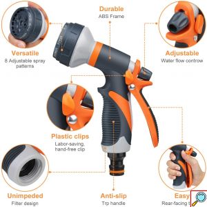 Πιστόλι Ποτίσματος – Νερού για Λάστιχο Κήπου 1/2″ 8 Επιλογών