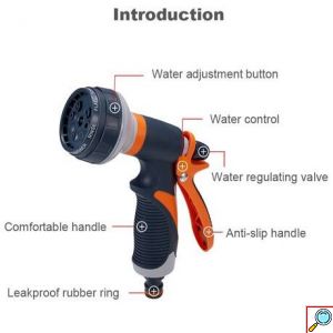 Πιστόλι Ποτίσματος – Νερού για Λάστιχο Κήπου 1/2″ 8 Επιλογών