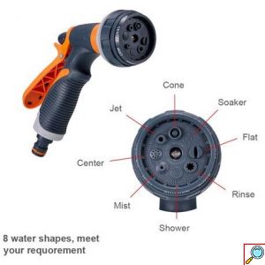 Πιστόλι Ποτίσματος – Νερού για Λάστιχο Κήπου 1/2″ 8 Επιλογών