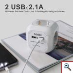Πολύπριζο 4 Θέσεων με 2 x USB ExtraStar© Extended με Καλώδιο 1,5m & Βάση Στήριξης 